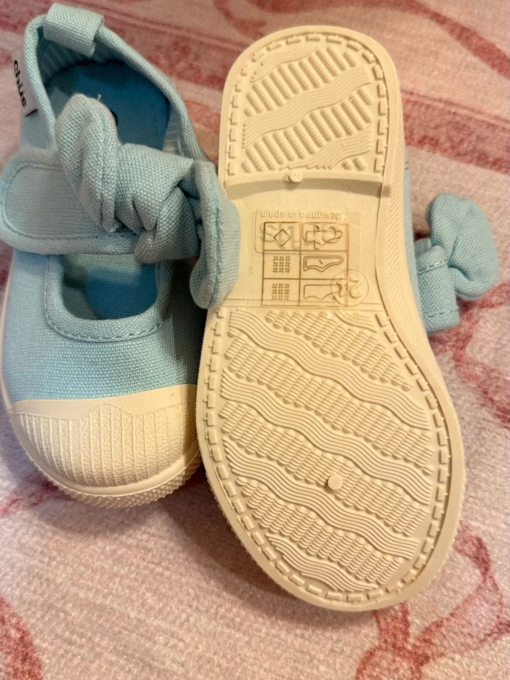 Chus Light Blue Canvas Mary Jane with Knotted Bow - Baby & Walker